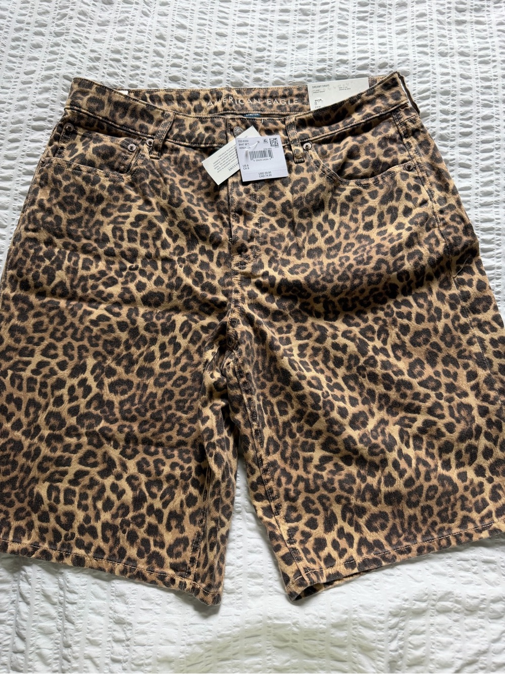 American Eagle Outfitters Leopard Print Denim Shorts - Brown and Black